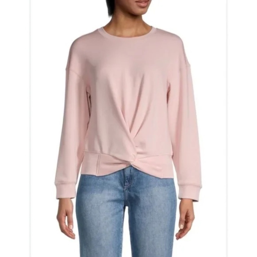 Magaschoni Pink Twist Front Sweatshirt Sz XS Crewneck Knit Top